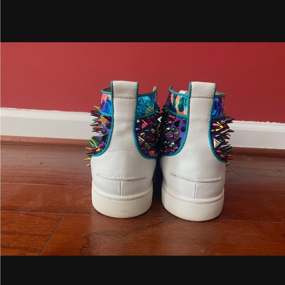 CL Mlt color Suede Louis Spikes High-Top Sneakers good condition missing 2 stone - Picture 4 of 4